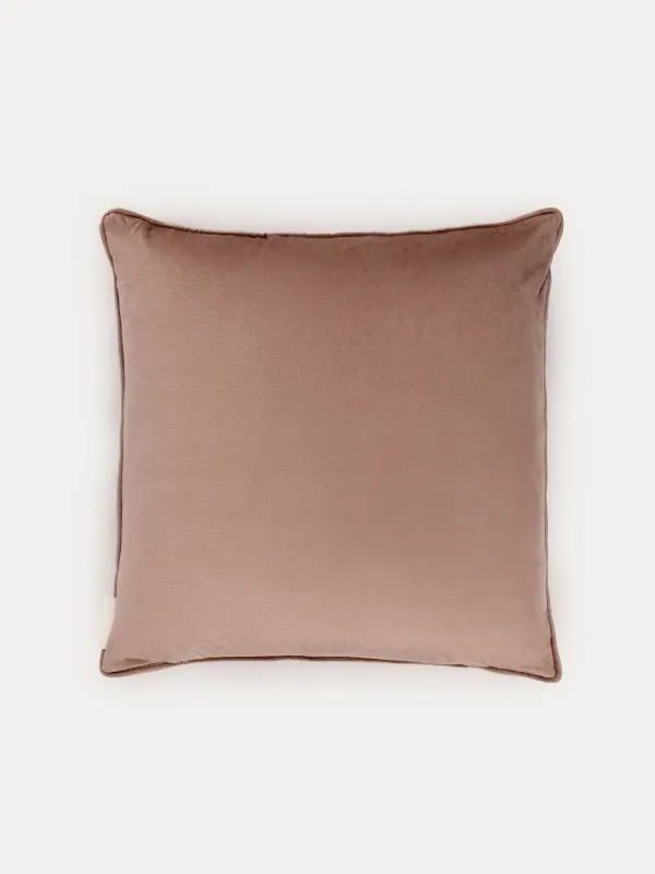 Подушка декоративная, 45х45 см, шенилл/вельвет, серо-бежевая, Стрекоза, Dragonfly, image-1