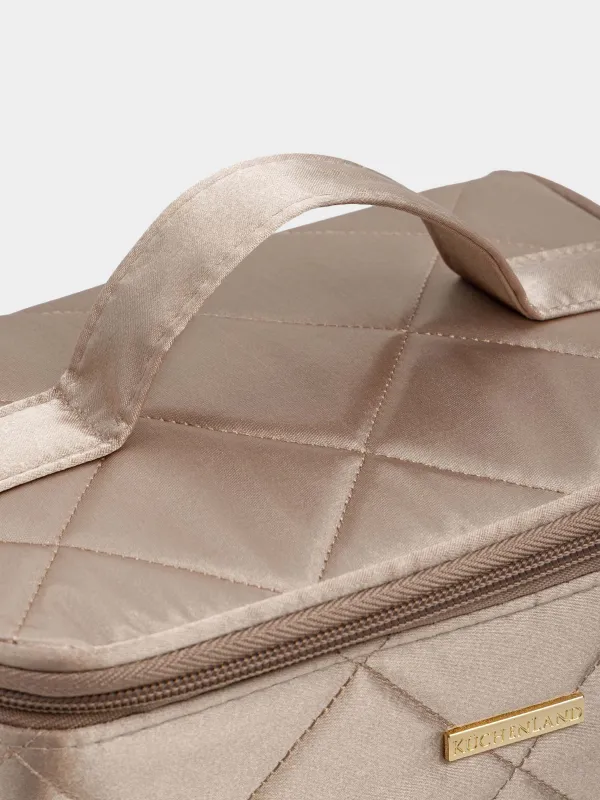 Косметичка, с ручкой, бежевая, Quilted silk, image-3