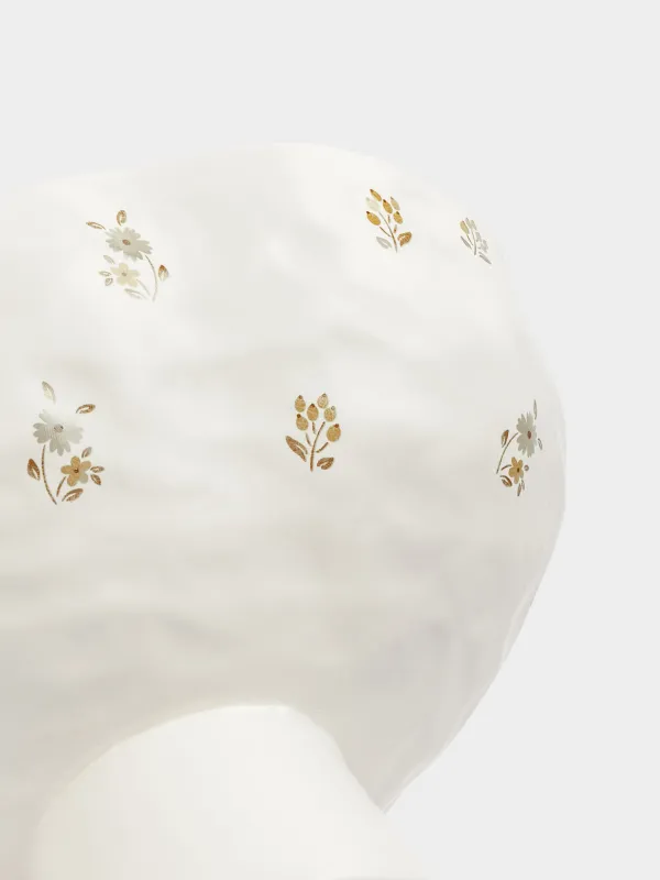 Ваза для фруктов, 24x15 см, на ножке, керамика, молочная, Винтажные цветы, La flore, image-2