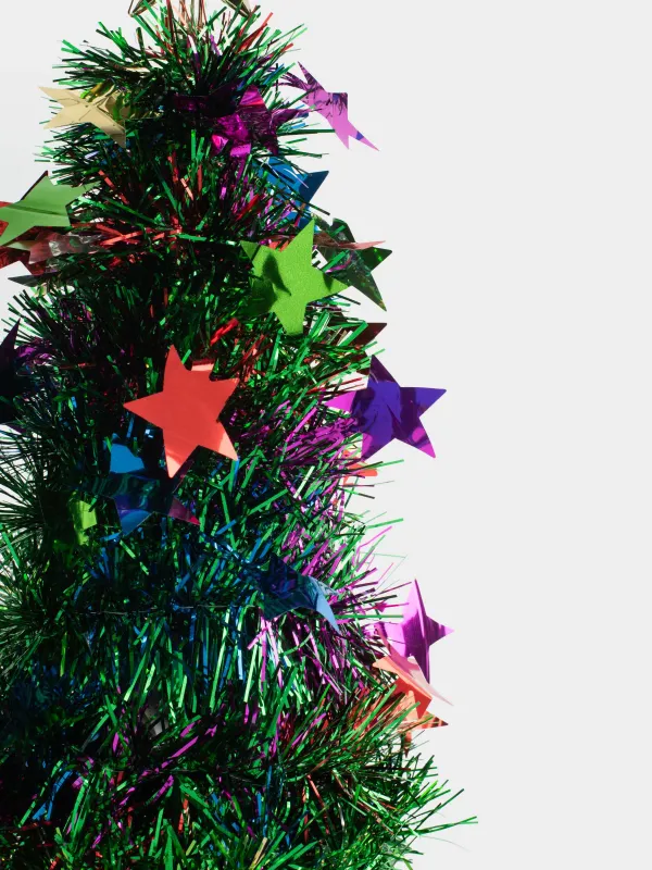 Ель искусственная, 30 см, мишура/пластик, зеленая, Звезды, Tinsel christmas, image-2