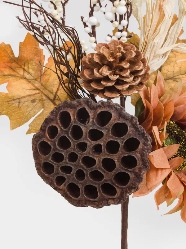 Ветка декоративная, 55 см, пенопласт/полиэстер, Лотос с подсолнухом, Nelumbo decor, image-2