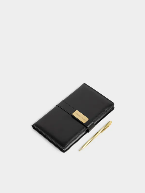 Блокнот для записей, с ручкой, черный, Stationery black, image-3
