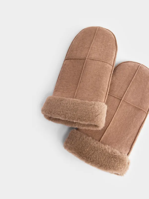 Варежки из искусственной замши с мехом Suede warm, image-2