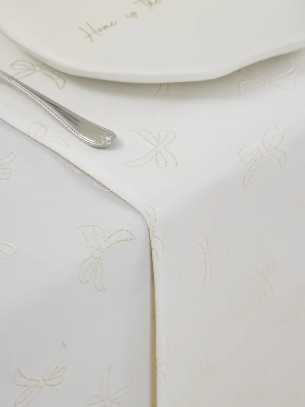 Дорожка настольная, 40х160 см, жаккард, полиэстер, молочная, Банты, Jacquard bow, image-6