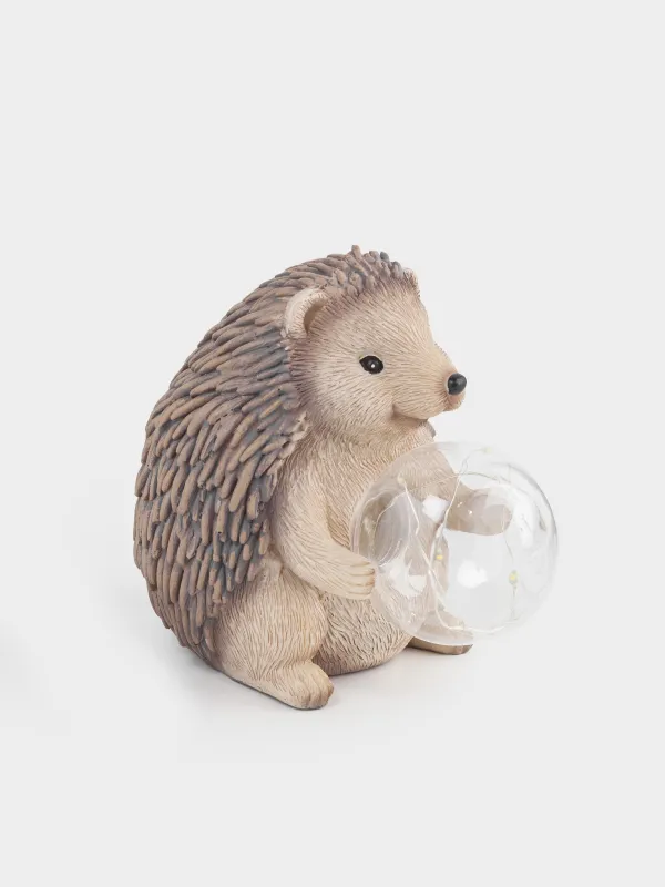 Статуэтка с подсветкой, 13 см, полирезин/стекло, серо-коричневая, Еж, Hedgehog, image-1