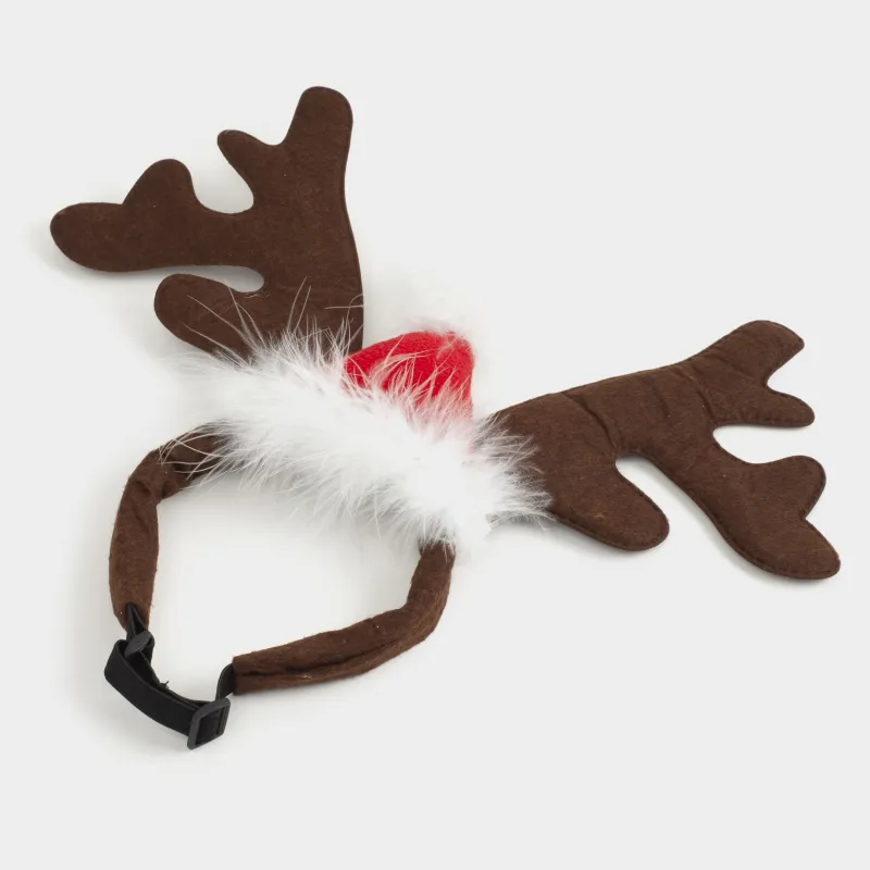 Ободок карнавальный для собак, 32х28 см, полиэстер, коричневый, Оленьи рожки, Christmas pet, image-3