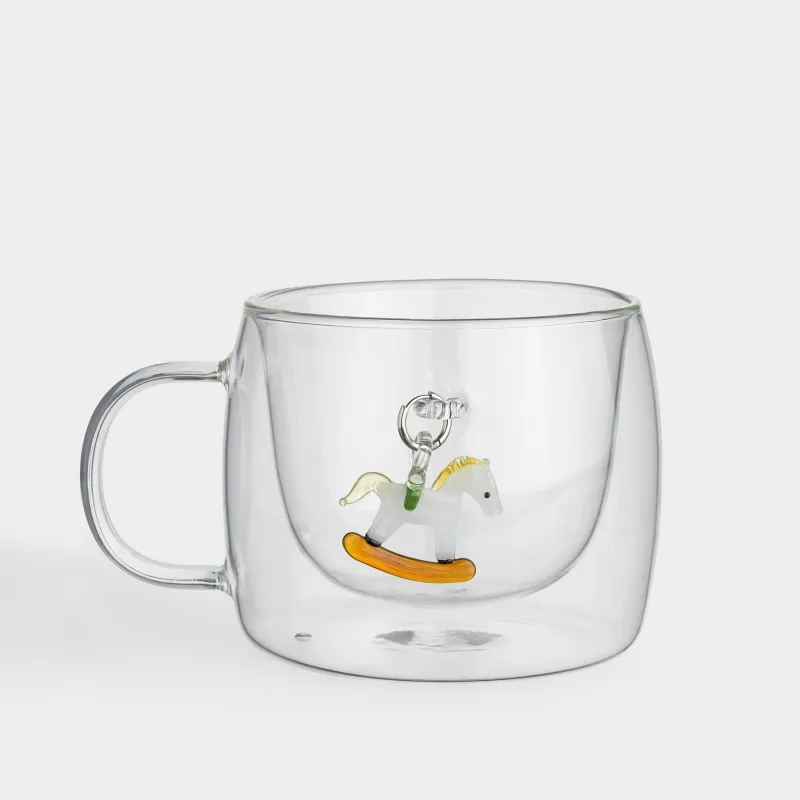 Кружка, 330 мл, стекло Б/металл, с подвеской, Лошадь, Air figure