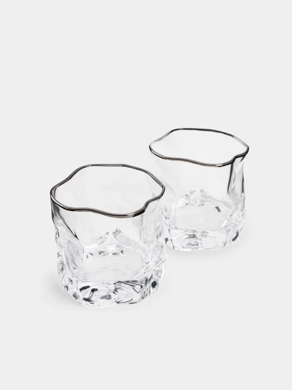 Стакан для виски, 245 мл, 2 шт, с серебристым кантом, Slalom silver, image-1