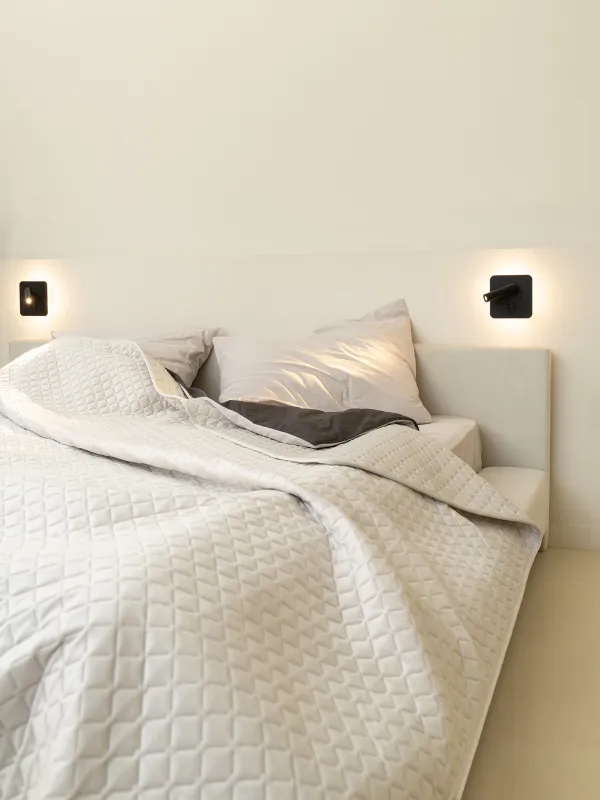 Покрывало, 220х240 см, стеганое, вельвет/микрофибра, бежево-серое, Stitch velvet, image-5