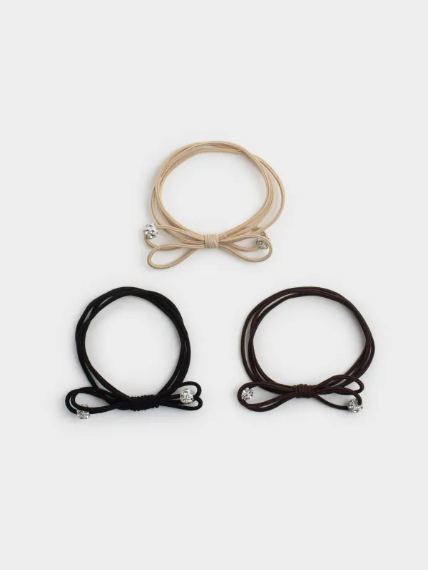 Резинка для волос, 5 см, 3 шт, полиэстер/пластик, цветная, Узел, Gracile, image-0