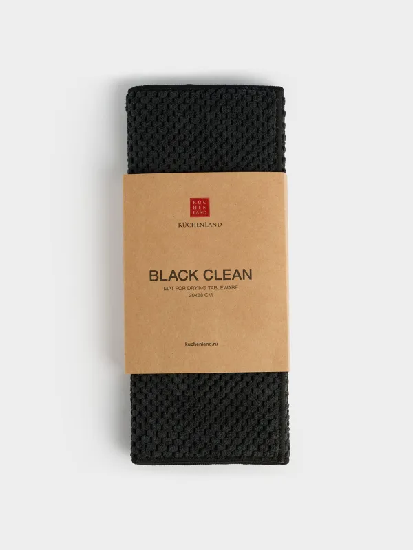 Коврик для сушки посуды, 30х38 см, микрофибра, черный, Black clean, image-2