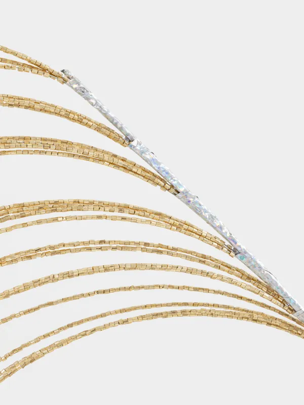 Ветка декоративная, 62 см, бисер/металл, золотистая, Ива, Curved decor, image-2