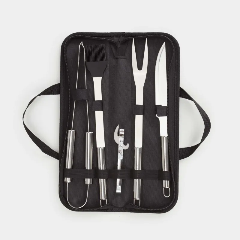 Набор для барбекю, 5 пр, в кожаном кейсе, сталь/силикон/экокожа, BBQ, image-4