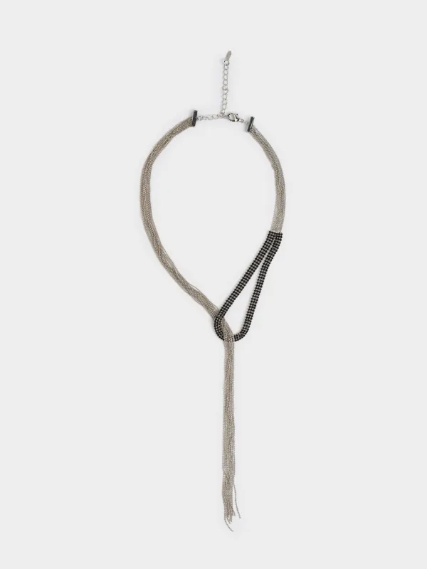 Колье, 65 см, металл/стразы, черное, Кристаллы, Jewelry black, image-0