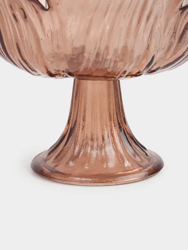 Ваза для фруктов, 23х16 см, на ножке, стекло, коричневая, Цветок, Sahara, image-1