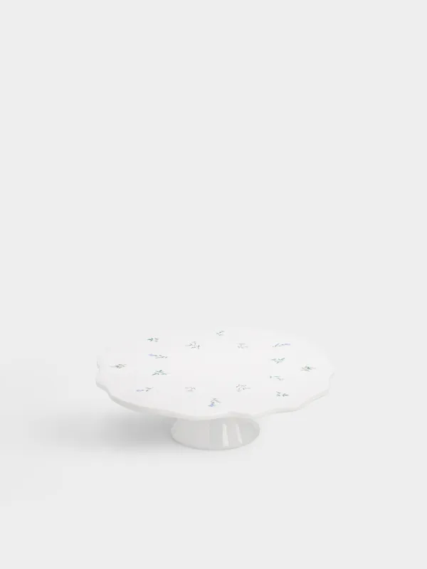 Блюдо на ножке, 23х7 см, керамика D, молочное, Нежные цветы, El flora, image-3