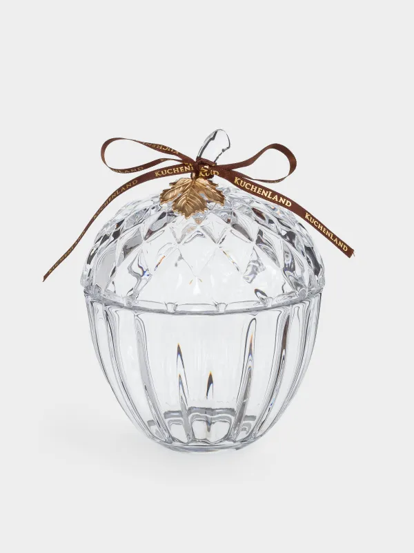 Емкость для хранения, 11х15 см, 320 мл, с кисточкой, стекло Р/металл, Желудь, Clear pattern, image-0