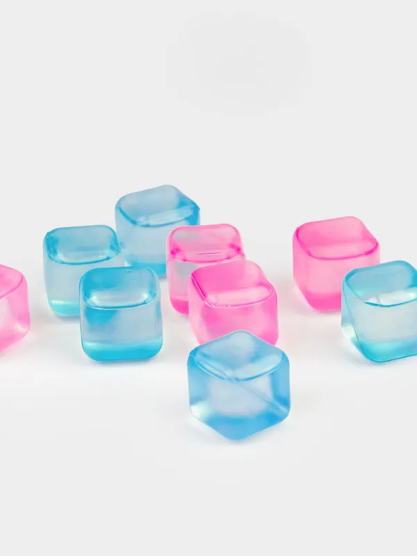 Набор кубиков для охлаждения напитков, 10 шт, пластик, розовый/голубой, Cool party, image-1