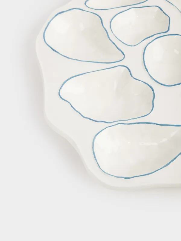 Менажница, 24 см, 11 отд, керамика, молочно-синяя, Устрицы, Coral reef, image-5