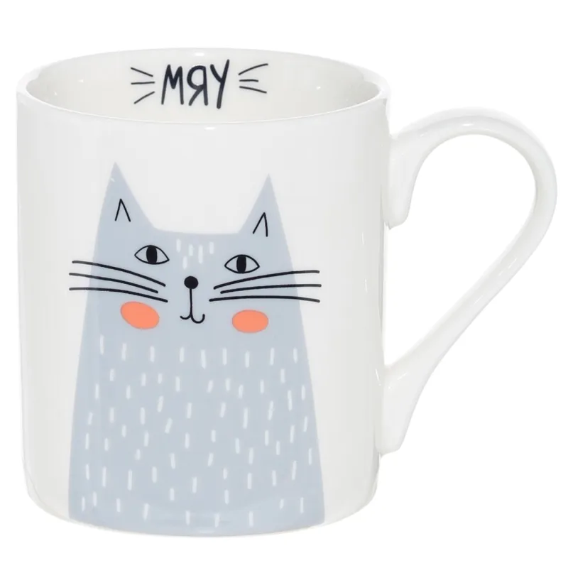 Кружка, детская, 280 мл, фарфор N, белая, Серый кот, Grey cat, image-0