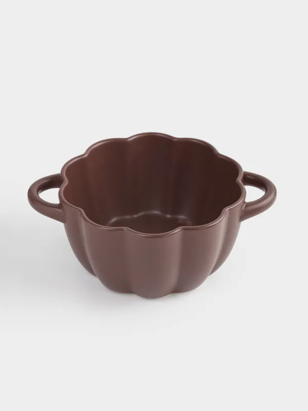 Форма для запекания, 21 см, с крышкой, керамика, коричнево-золотистая, Тыква, Gourd, image-4