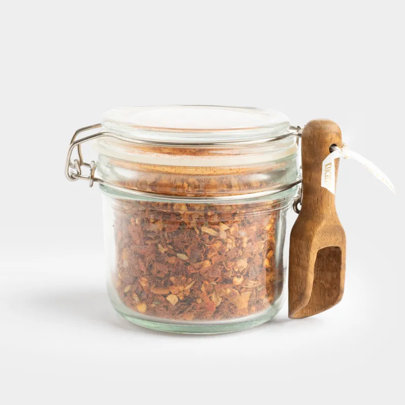Емкость для специй, 8 см, с наполнением, с ложкой, стекло/дерево/сталь, Для мяса, Seasoning, image-0