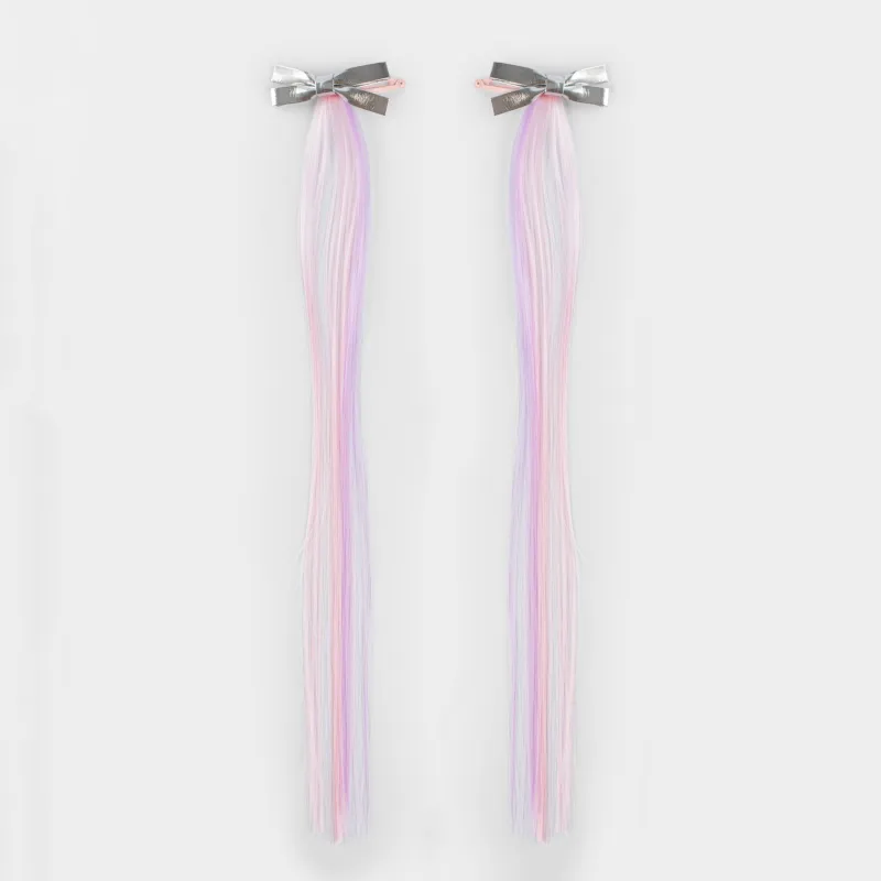 Заколка для волос, 48 см, 2 шт, детская, с прядями, полиуретан/металл, Бант, Hairstyle
