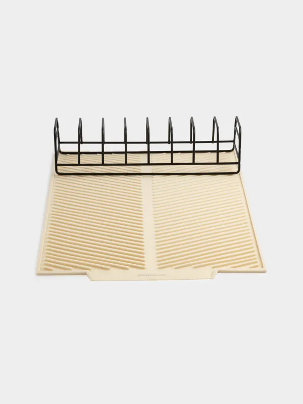 Коврик для сушки посуды с подставкой, 43х33 см, силикон/металл, молочный/черный, Keeping, image-1