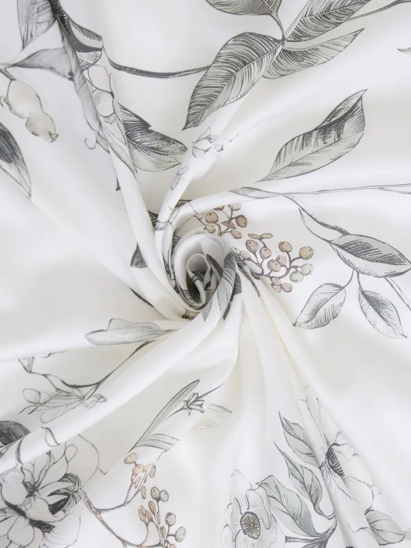 КПБ евро, тенсель 300 ТС, бело-серый, Цветы и ягоды, Tencel, image-5