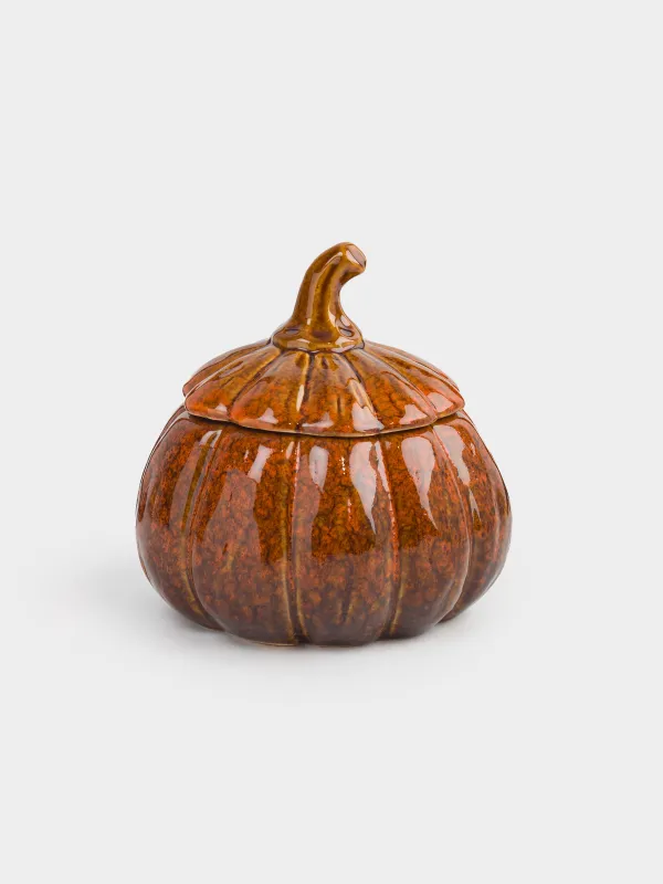 Емкость для хранения, 16х16 см, 900 мл, фарфор P, оранжево-коричневая, Тыква, Forest symphony, image-0