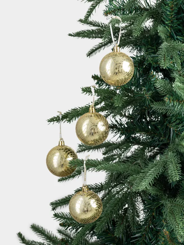 Игрушка елочная, 6 см, 4 шт, пластик, шампань, Шар, Ball sparkle, image-3