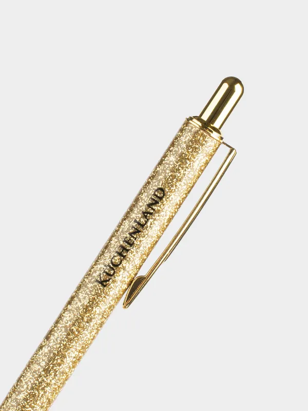 Ручка шариковая, 14 см, сталь, золотистая, с блестками, Draw sparkle, image-2