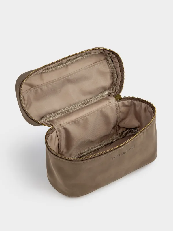 Косметичка, 20х12 см, с ручкой, полиуретан, темно-коричневая, Krast, image-3