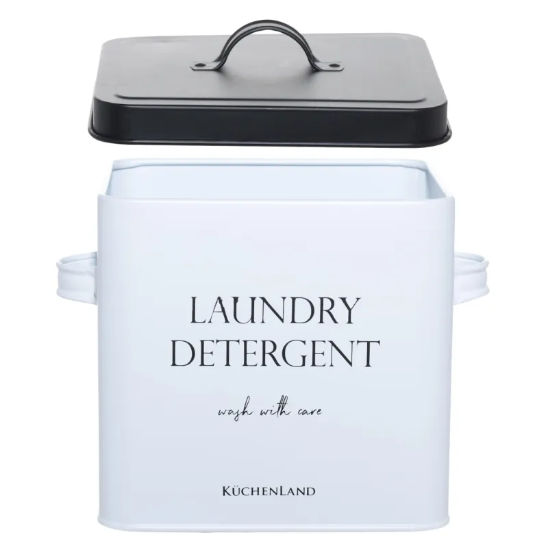 Контейнер для стирального порошка, 4,5 л, с мерной ложкой, металл, черно-белый, Compact black, image-3