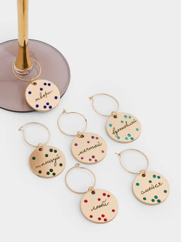 Подвеска для бокала, 6 шт, Пожелания на медальоне, Т Fantastic gold, image-4