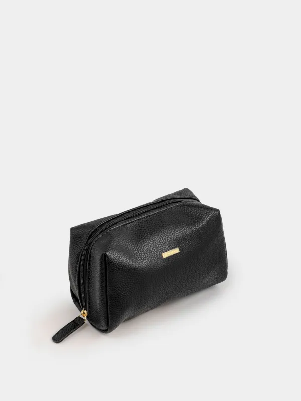 Косметичка, 18х12 см, полиуретан, черная, Force, image-1