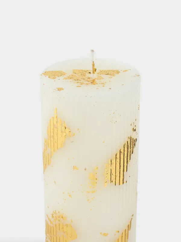 Свеча, 7x14 см, цилиндрическая, Ribbed candle, image-1