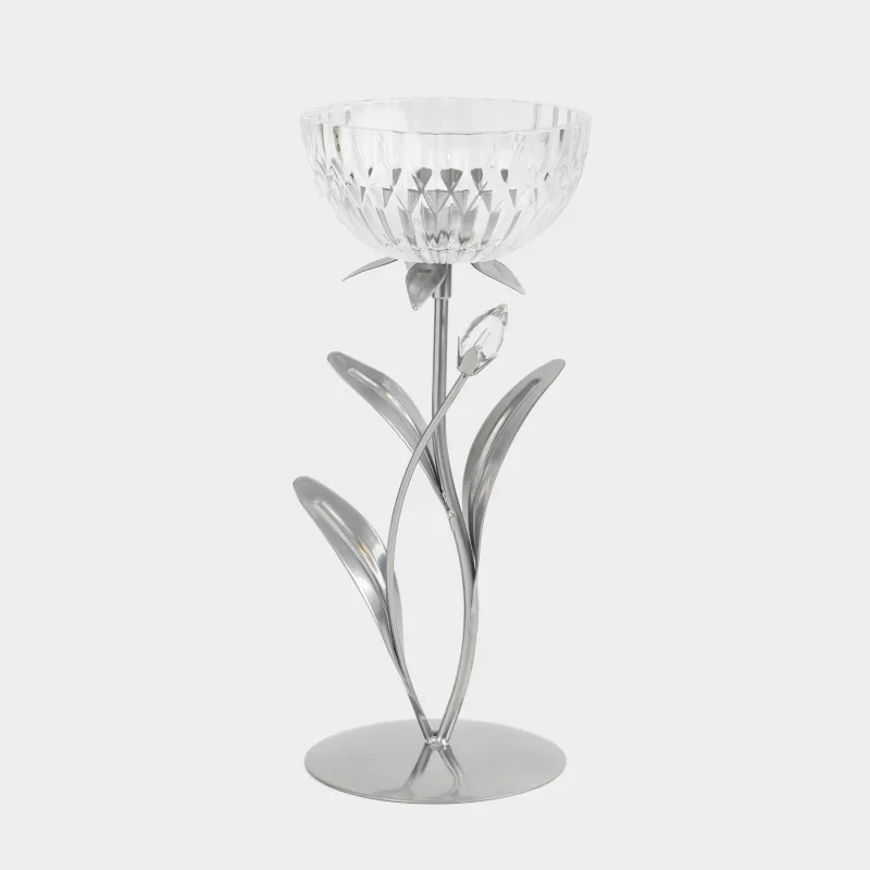 Подсвечник, 26 см, для чайной свечи, стекло/металл, серебристый, Цветок, Fantastic flowers