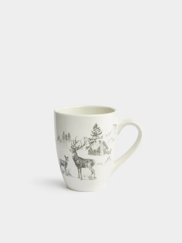 Кружка, 370 мл, Олени в лесу, Winter deer, image-0