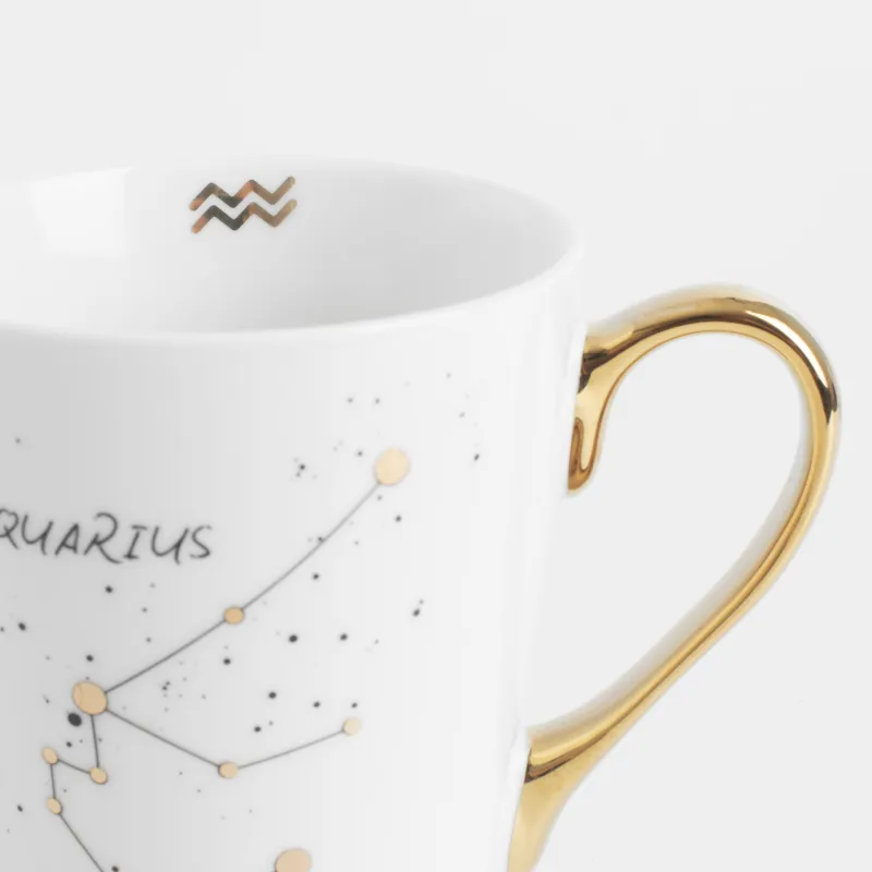 Кружка, 400 мл, фарфор N, молочно-золотистая, Водолей, Zodiac, image-3