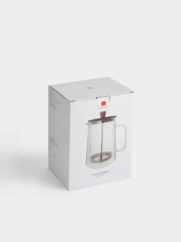 Френч-пресс, 1 л, стекло Б/сталь/дерево, Air ribby, image-5