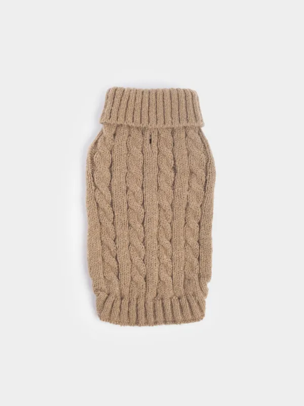 Свитер для животных, 32 см, р. S, полиэстер, коричневый, Косички, Fashion pet, image-0