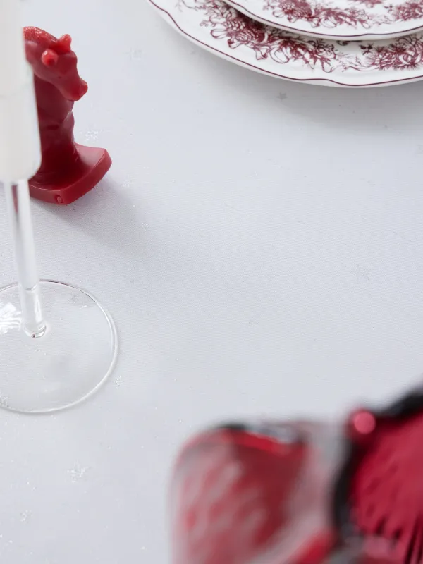 Скатерть, 170х250 см, жаккард, полиэстер, светло-серая, Серебристые звезды, Starlight, image-2