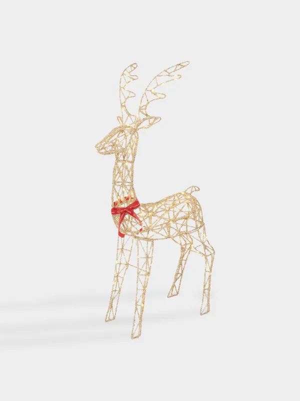 Статуэтка с подсветкой, 78х154 см, металл/пластик, золотистая, Олень, Deer sparks, image-0