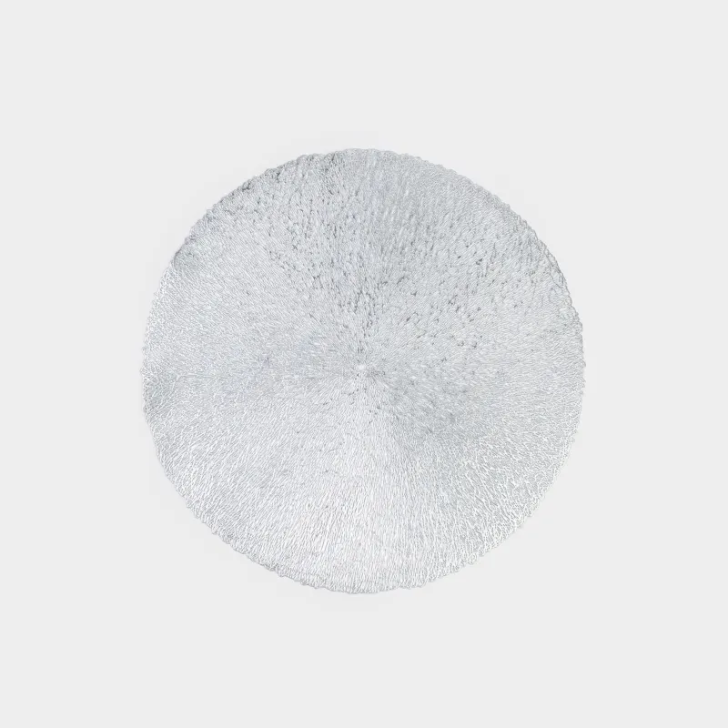 Салфетка под приборы, 38 см, ПВХ, круглая, серебристая, Паутинка, Azhur