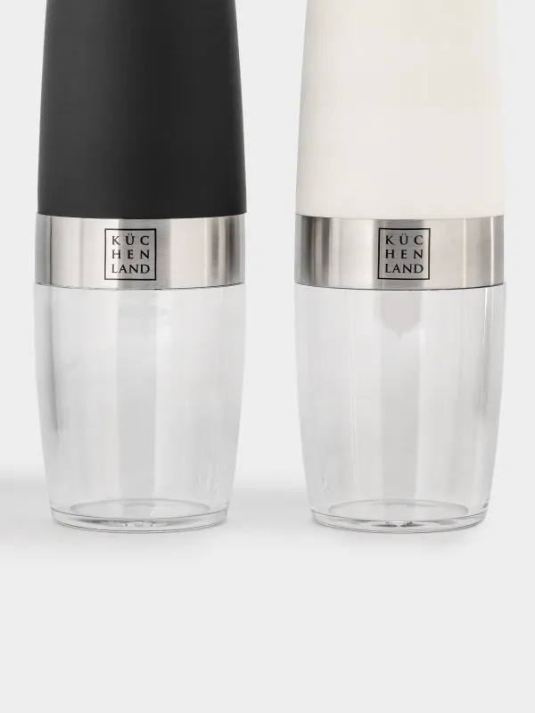 Мельница для специй, 20 см, 2 шт, гравитационная, пластик/акрил, LED W, черная/белая, Spicy, image-5