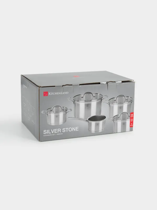Набор посуды, 5 пр, сталь/стекло Б, Medium, Silver Stone, image-11