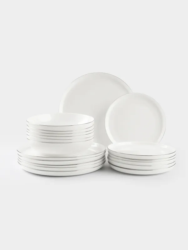 Сервиз обеденный, 6 перс, 18 пр, фарфор F, белый, Ideal silver, image-0