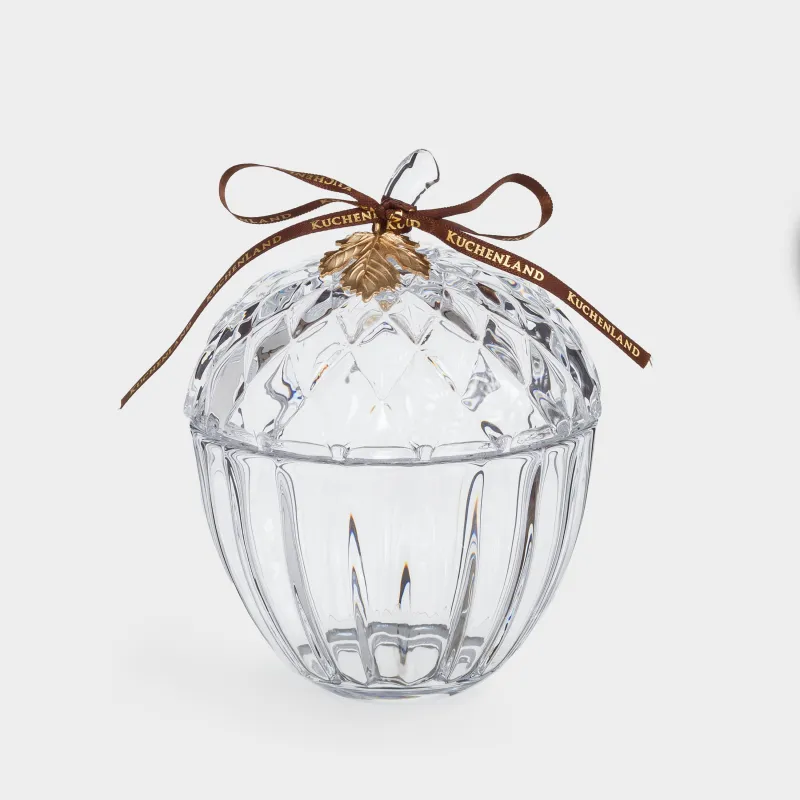 Емкость для хранения, 11х15 см, 320 мл, с кисточкой, стекло Р/металл, Желудь, Clear pattern