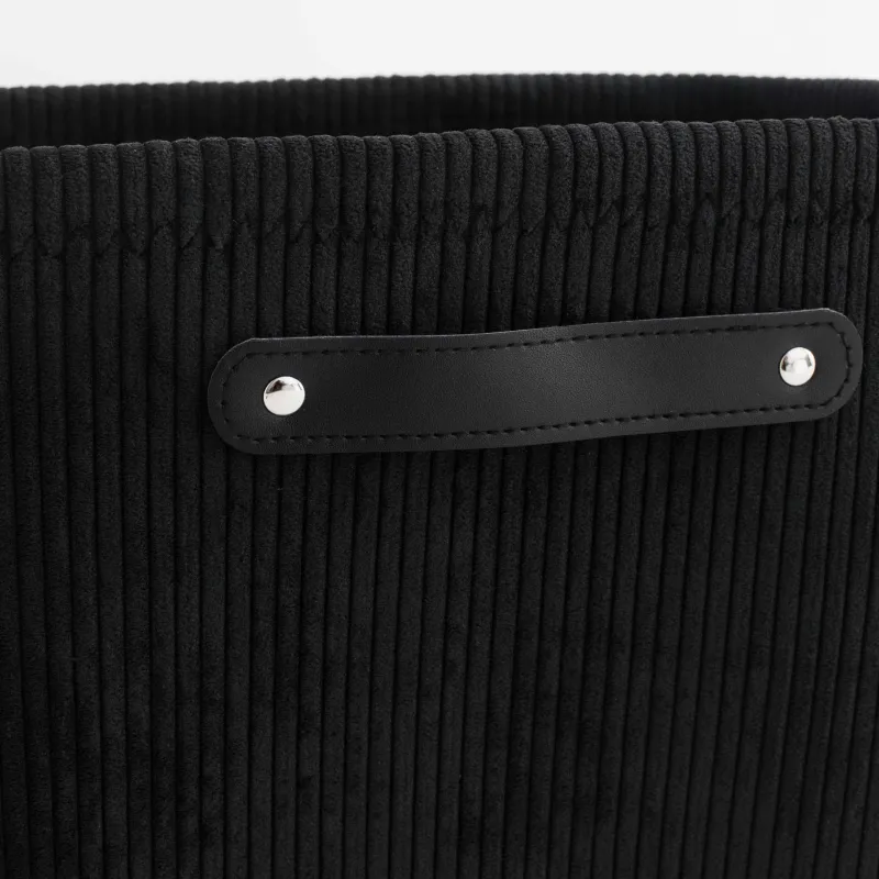 Корзина для хранения, 38х26х25 см, с ручками, вельвет/полиэстер, черная, Black style, image-4